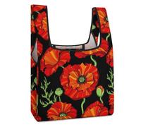 Cmagnifico Foldable Shopping Bag, Red Poppy Red Poppy Flowers Rococo Paisley Floral With Gold Rose Gold Grey Marble Skull And Crossbones Sea Otter in Love Siamese Cat on Wall Skull Flower Spring Japan