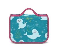 Cmagnifico Hanging Wash Bag, Cute Seal Toiletry Bag, Waterproof Makeup Bag for Travel, Business, Vacation