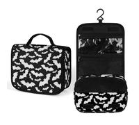 Cmagnifico Hanging Wash Bag, Halloween Bats Grey Toiletry Bag, Makeup Bag for Travel, Business, Vacation
