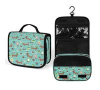Cmagnifico Hanging Wash Bag, Sausage Dog Toiletry Bag, Makeup Bag for Travel, Business, Vacation