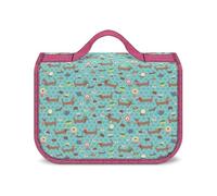 Cmagnifico Hanging Wash Bag, Sausage Dog Toiletry Bag, Waterproof Makeup Bag for Travel, Business, Vacation
