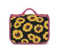 Cmagnifico Hanging Wash Bag, Spring Sunflowers Retro Flowers Toiletry Bag, Waterproof Makeup Bag for Travel, Business, Vacation