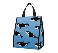 Cmagnifico Large Foldable Waterproof Insulated Lunch Bag, Cute Killer Whale Lunch Bag, Tote Lunch Bag for Work, Picnic, Travel