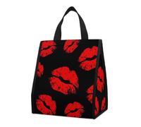 Cmagnifico Large Foldable Waterproof Insulated Lunch Bag, Red Lips Lunch Bag, Tote Lunch Bag for Work, Picnic, Travel