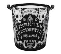 Cmagnifico Laundry Hamper, Cat Skull Head Witch Board Black Gothic Laundry Basket, Washing Basket with Handle