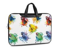 Cmagnifico Leather Laptop Case, 3D Watercolor Parrot Laptop Sleeves