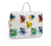 Cmagnifico Leather Laptop Case, 3D Watercolor Parrot Laptop Sleeves