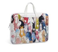 Cmagnifico Leather Laptop Case, Colourful Cartoon Horses Laptop Sleeves
