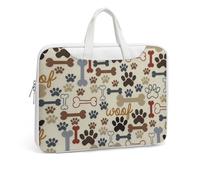 Cmagnifico Leather Laptop Case, Dog Bones Paw Prints Laptop Sleeves