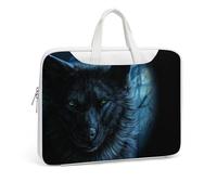 Cmagnifico Leather Laptop Case, Green Eyed Wolf Laptop Sleeves