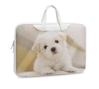Cmagnifico Leather Laptop Case, Lovely Maltese Dog Laptop Sleeves