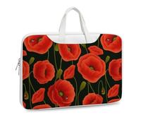 Cmagnifico Leather Laptop Case, Red Poppy Flowers Laptop Sleeves
