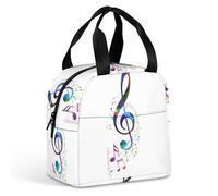 Cmagnifico Portable Aluminum Foil Insulated Lunch Bag,Colorful Music Notes,Cross-Body and Hand-held, Easy to Use