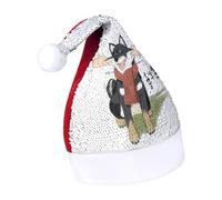 Cmagnifico Sequined Christmas Hat for Adults,Black Shiba Dog Hat for Various Holiday Parties