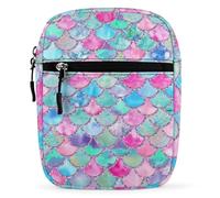 Cmagnifico Shoulder Bag, Rainbow Watercolor Scales of Mermaid Crossbody Bag, Multi Purpose Small Satchel for Work Business Travel