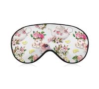 Cmagnifico Smooth Fabric Eye Mask, Cake and Teapot Floral Sleep Mask, Sleeping Eye Mask with Adjustable Headband for Men, Women