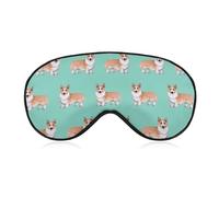 Cmagnifico Smooth Fabric Eye Mask, Cute Corgi Pet and Milk Tea Sleep Mask, Sleeping Eye Mask with Adjustable Headband for Men, Women