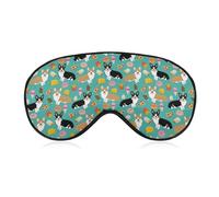 Cmagnifico Smooth Fabric Eye Mask, Cute Corgi Sleep Mask, Sleeping Eye Mask with Adjustable Headband for Men, Women