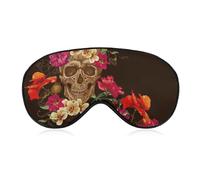 Cmagnifico Smooth Fabric Eye Mask, Floral Sugar Skull Day of The Dead Sleep Mask, Sleeping Eye Mask with Adjustable Headband for Men, Women