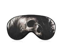 Cmagnifico Smooth Fabric Eye Mask, Halloween Skull Raven Sleep Mask, Sleeping Eye Mask with Adjustable Headband for Men, Women