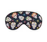 Cmagnifico Smooth Fabric Eye Mask, Mexican Sugar Skull Sleep Mask, Sleeping Eye Mask with Adjustable Headband for Men, Women