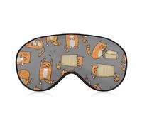 Cmagnifico Smooth Fabric Eye Mask, Orange Cats Sleep Mask, Sleeping Eye Mask with Adjustable Headband for Men, Women