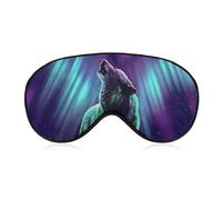 Cmagnifico Smooth Fabric Eye Mask, Wolves Howl in The Northern Lights Sleep Mask, Sleeping Eye Mask with Adjustable Headband for Men, Women