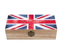 Cmagnifico Square Wood Box, Vintage Union Jack British Flag Wooden Storage Box, Decorative Home Wood Box for Collectibles