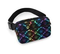 Cmagnifico Waist Bag, Colorful Bones and Paw Bumbag, Adjustable Fanny Pack for Running Walking Hiking