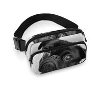 Cmagnifico Waist Bag, Cute Black Pug Dog Bumbag, Adjustable Fanny Pack for Running Walking Hiking