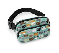 Cmagnifico Waist Bag, Cute Cat Faces Bumbag, Adjustable Fanny Pack for Running Walking Hiking