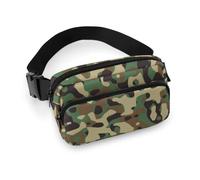 Cmagnifico Waist Bag, Green Camouflage Pattern Bumbag, Adjustable Fanny Pack for Running Walking Hiking