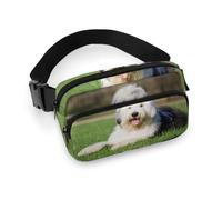 Cmagnifico Waist Bag, Old English Sheepdog Dog Bumbag, Adjustable Fanny Pack for Running Walking Hiking