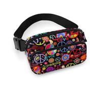 Cmagnifico Waist Bag, Peace and Love Bumbag, Adjustable Fanny Pack for Running Walking Hiking