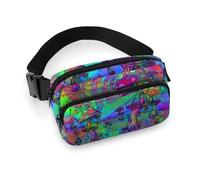 Cmagnifico Waist Bag, Psychedelic Trippy Mushroom Bumbag, Adjustable Fanny Pack for Running Walking Hiking