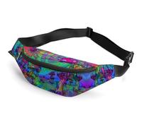 Cmagnifico Waist Bag, Psychedelic Trippy Mushroom Bumbag, Adjustable Fanny Pack for Running Walking Hiking