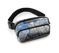 Cmagnifico Waist Bag, Railway Steam Train Bumbag, Adjustable Fanny Pack for Running Walking Hiking