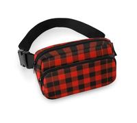 Cmagnifico Waist Bag, Red Black Buffalo Check Bumbag, Adjustable Fanny Pack for Running Walking Hiking