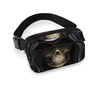 Cmagnifico Waist Bag, Scary Skull Wearing Black Hat Bumbag, Adjustable Fanny Pack for Running Walking Hiking