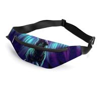 Cmagnifico Waist Bag, Wolves Howl in The Northern Lights Bumbag, Adjustable Fanny Pack for Running Walking Hiking
