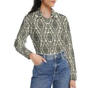 Cmagnifico Womens Blouse, Baroque Long Sleeve Shirt, Button Down Shirt for Work Party