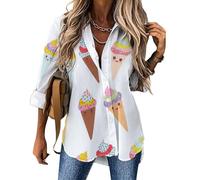 Cmagnifico Womens Blouse, Colorful Ice Cream Colourful Cartoon Horses Colorful Floral Pattern Cool Turtle Cute Avocado Anime Cute Raccoon Cute Cattle Cow Cute Chihuahua Cute Corgi Pet and Milk Tea C