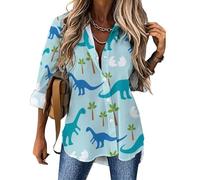 Cmagnifico Womens Blouse, Cute Anime Dinosaurs Cute Black Pug Dog Cute Cat Cute Corgi Cute Hedgehog Cute French Bulldog Cute Pug Dog Dalmatian Darts Target Dog Bones Paw Prints Dolphin Train Flag of