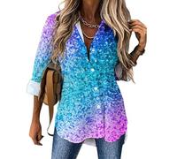 Cmagnifico Womens Blouse, Glitter Sequin Spot Hawaiian Tropical Leaves Flowers Green Tropical Jungle Plant Hedgehog Hawaiian Palm Tree Lovely Maltese Dog Light Marble Horror Skull Tree Killer Whales