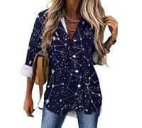 Cmagnifico Womens Blouse, Glow in The Dark Constellations Midnight Glitter Sequin Spot Graffiti Hip Hop Hawaiian Tropical Leaves Flowers Green Tropical Jungle Plant Hedgehog Hawaiian Palm Tree Lovely