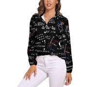 Cmagnifico Womens Blouse, Math Linear Mathematics Education Long Sleeve Shirt, Button Down Shirt for Work Party