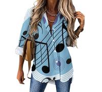 Cmagnifico Womens Blouse, Polka Dot Music Note Purple Butterfly Art Red Polka Dots Red Poppy Flowers Rose Gold Faux Glitter Satanic Rose Pattern Scary Skull Wearing Black Hat Sausage Dog Sea Starfish