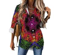 Cmagnifico Womens Blouse, Psychedelic Kaleidoscope Red and Black Rose Red Brick Wall Texture Red Black Buffalo Check Red Rose Rose Gold Marble Red Watermelon Shark Blue Cute Cartoon Shiny Silver GLI