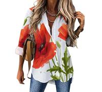 Cmagnifico Womens Blouse, Rainbow Watercolor Scales of Mermaid Red Poppy Red Poppy Flowers Rock and Roll Skull Rococo Paisley Floral with Gold Rose Gold Grey Marble Skull and Crossbones Sea Otter in