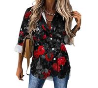 Cmagnifico Womens Blouse, Red and Black Rose Red Brick Wall Texture Red Black Buffalo Check Red Rose Rose Gold Marble Red Watermelon Shark Blue Cute Cartoon Shiny Silver Glitter South Africa Flag Sh